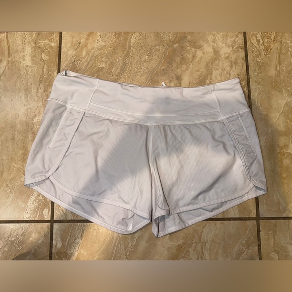 Grey/White Lululemon Run Times Shorts Size 10 - Picture 1 of 3